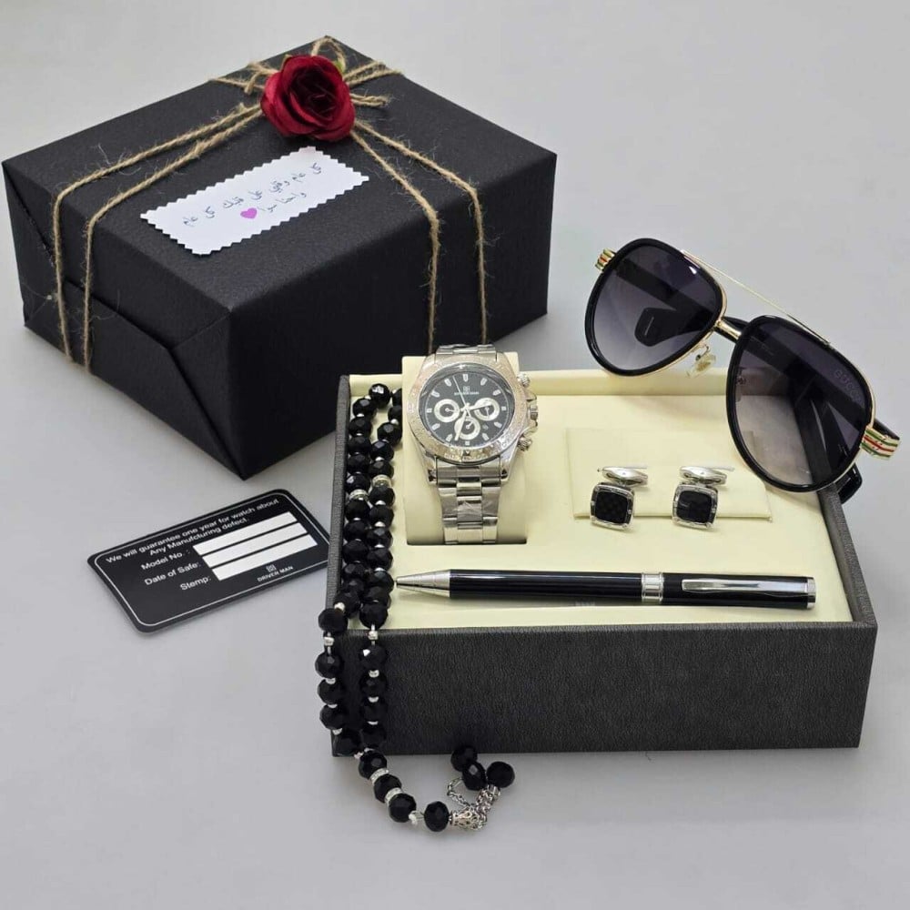 طقم هدايا ساعه بتصيم رولكس ديتونا مع الاكسسوارات
